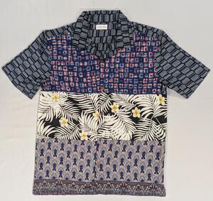 Raga Man Shirt Mens S Multicolor Hawaiian Floral Tropical Short Sleeve Button Up